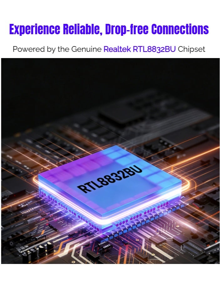  أورا سيليكت محول USB WiFi 6 بسرعة 1800 ميجابت في الثانية، شريحة Realtek RTL8832BU لثبات فائق، بطاقة شبكة لاسلكية مزدوجة النطاق 2.4/5 جيجاهرتز AX1800 مع هوائيين، USB 3.0 للتوصيل والتشغيل لنظامي التشغيل Windows 11/10 و - Image 5